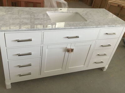 60" Bathroom vanity with countertop, back splash and mirror