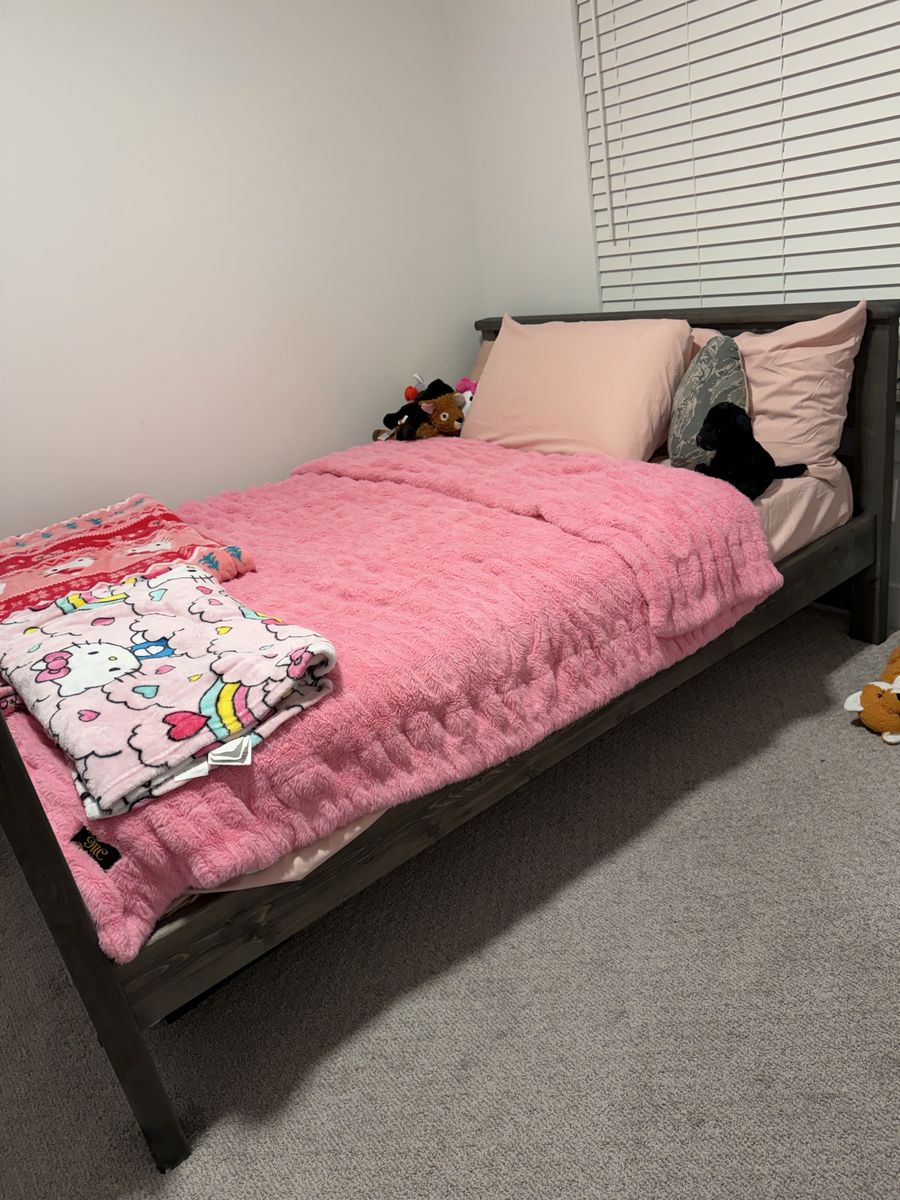 Rustic Wooden Bed Frame with Headboard and Footboard