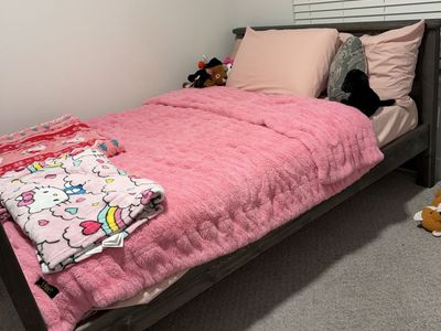 Rustic Wooden Bed Frame with Headboard and Footboard