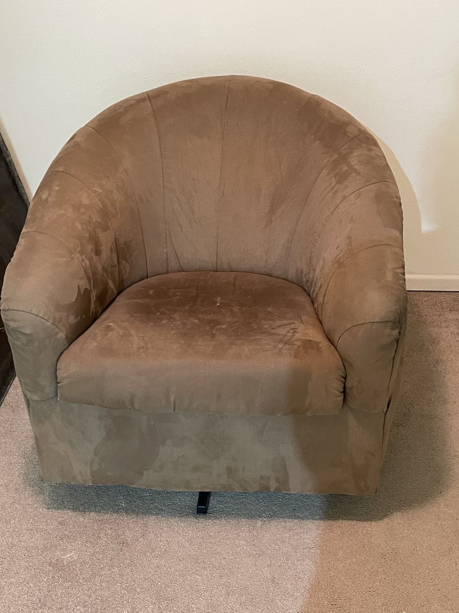Brown Suede Swivel Accent Chair and White Storage Bench Set 3 twin beds and frames