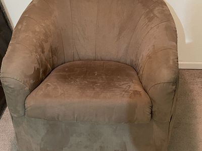 Brown Suede Swivel Accent Chair and White Storage Bench Set 3 twin beds and frames