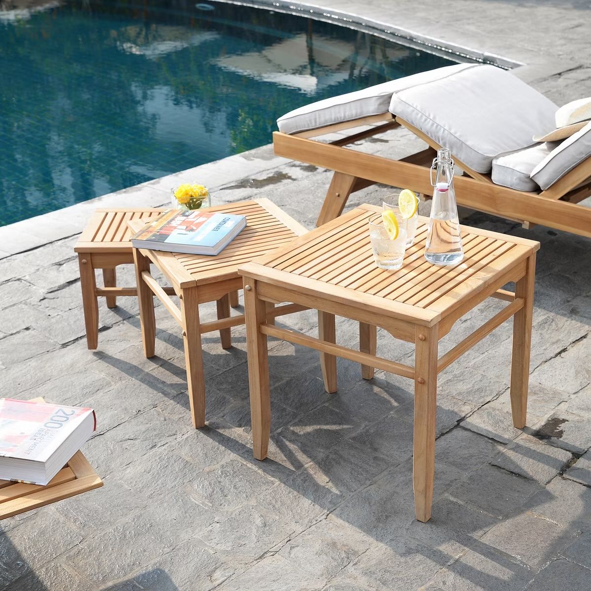 3pc Teak Nesting table set
