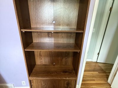 Dark Wood Bookshelf with Cabinet Storage - Adjustable Shelves