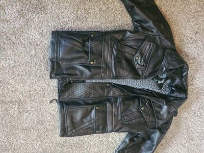 men's leather jacket w removable inner layer