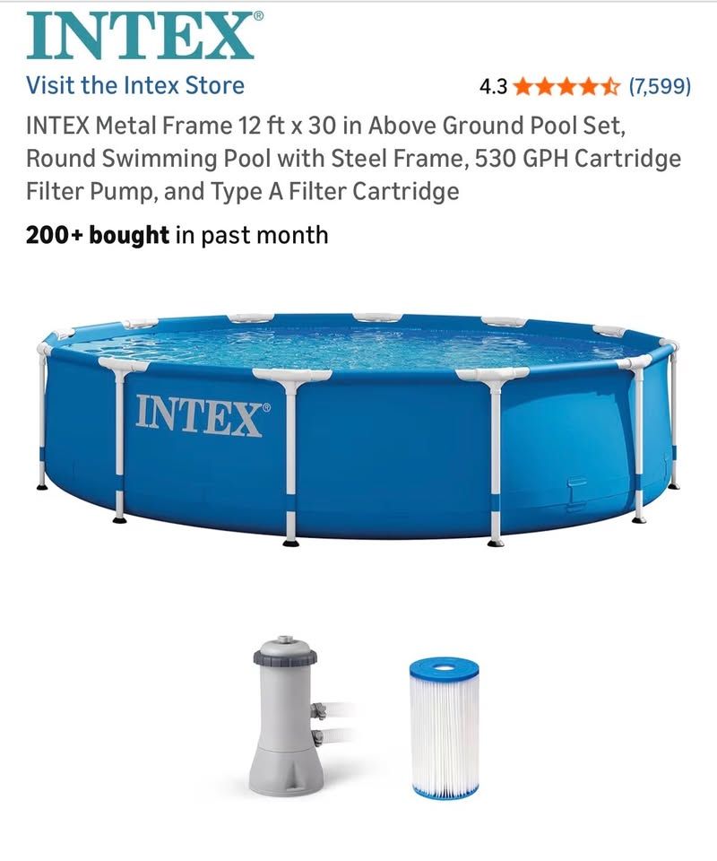 Intex Above Ground Pool Set + Tons of Accessories – Excellent Condition