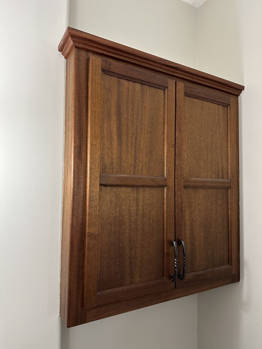 Wooden Double Door Wall Cabinet with Crown Molding