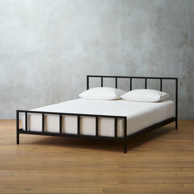 Minimalist Black Metal King Size Bed Frame - Modern Industrial Style