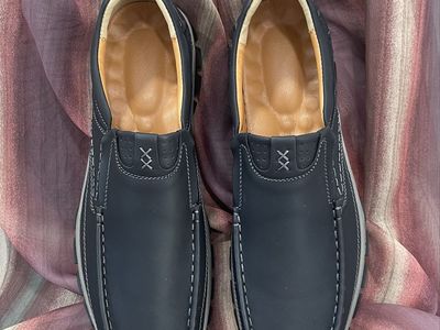 Men's Casual Slip-On Loafers - Black & Grey Leather Suede Moccasins - US Size 13