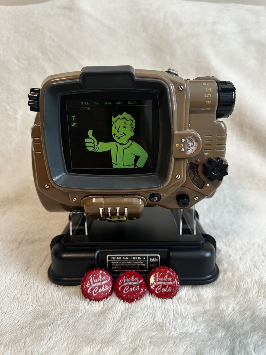 Fallout 4 Pip-Boy 3000 Mk IV Collector's Edition w/ Display Stand + Nuka-Cola Caps — No Game