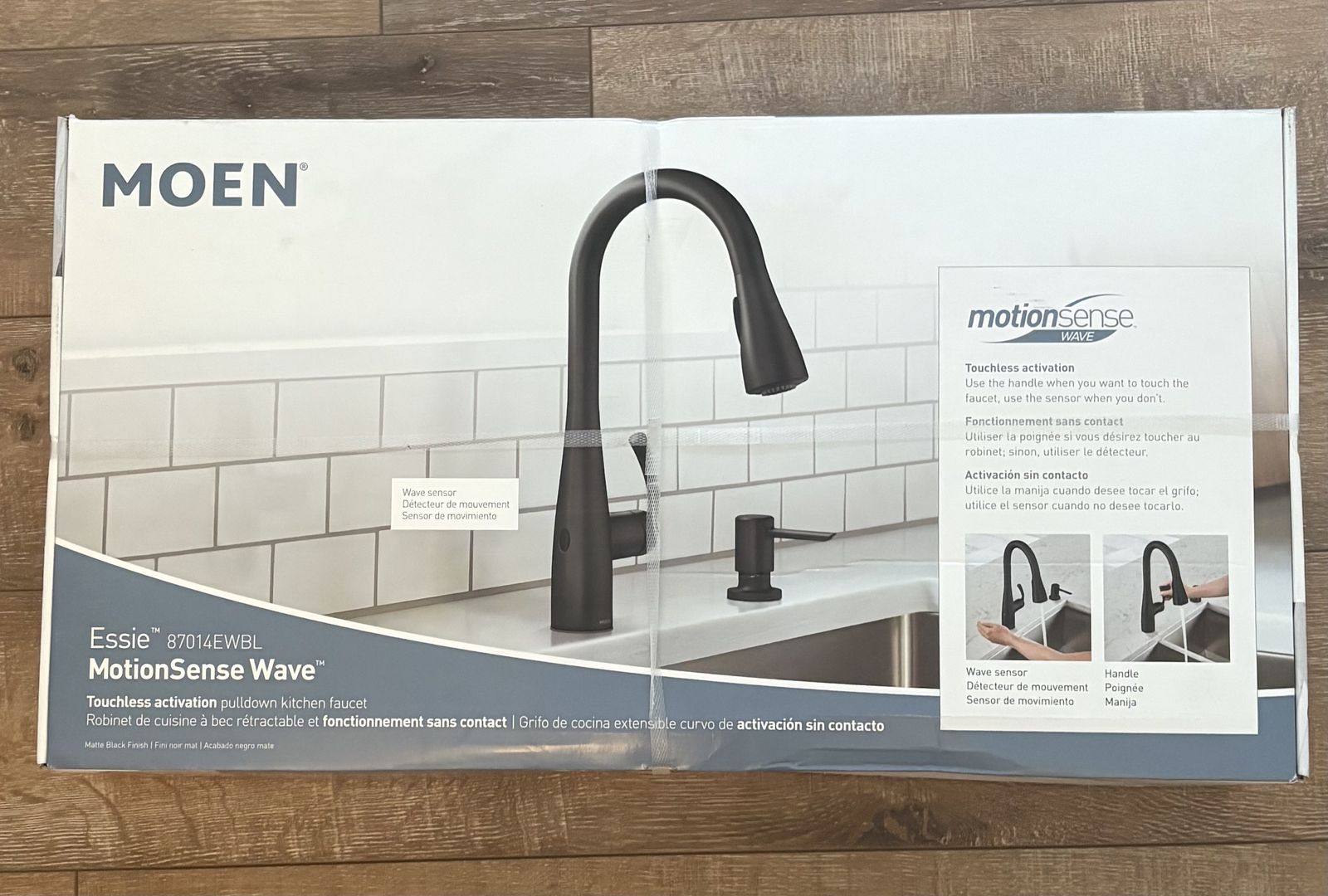 NEW MOEN Black Essie Touchless Single-Handle Pull-Down Sprayer Kitchen Faucet w/MotionSense
