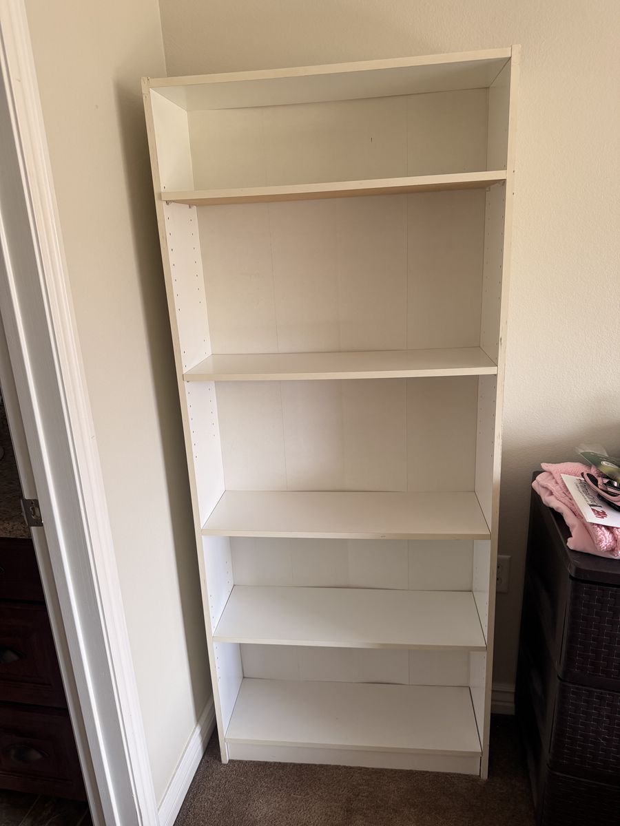 White 5-Shelf Bookcase / Storage Shelving Unit (Approx. 67.5" H x 11.5" D)
