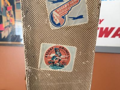 Vintage Doll Wooden Case w/ airline stickers