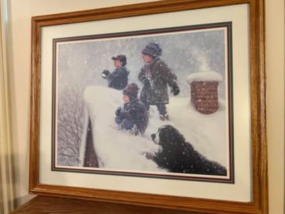 Framed and Matted Robert Duncan Winter Print-“Rooftop Warriors”