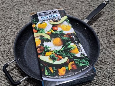Granitestone Diamond Pro 14" Non-Stick Hard Anodized Jumbo Skillet, Oven Safe 400°F
