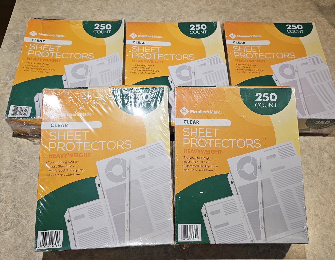 Member's Mark Heavyweight Clear Sheet Protectors, 8.5" x 11", 250 Count, Acid-Free (5 Boxes) New!
