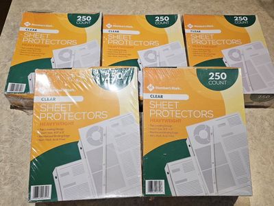 Member's Mark Heavyweight Clear Sheet Protectors, 8.5" x 11", 250 Count, Acid-Free (5 Boxes) New!