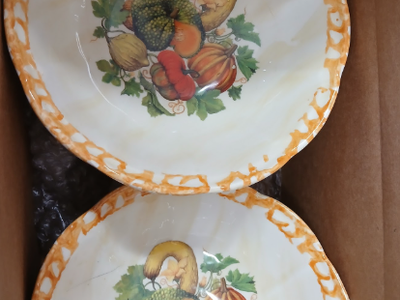 Set of 5 Ceramic Autumn Harvest Pumpkin/Gourd Serving Bowls - 10" Diameter-Fragiles