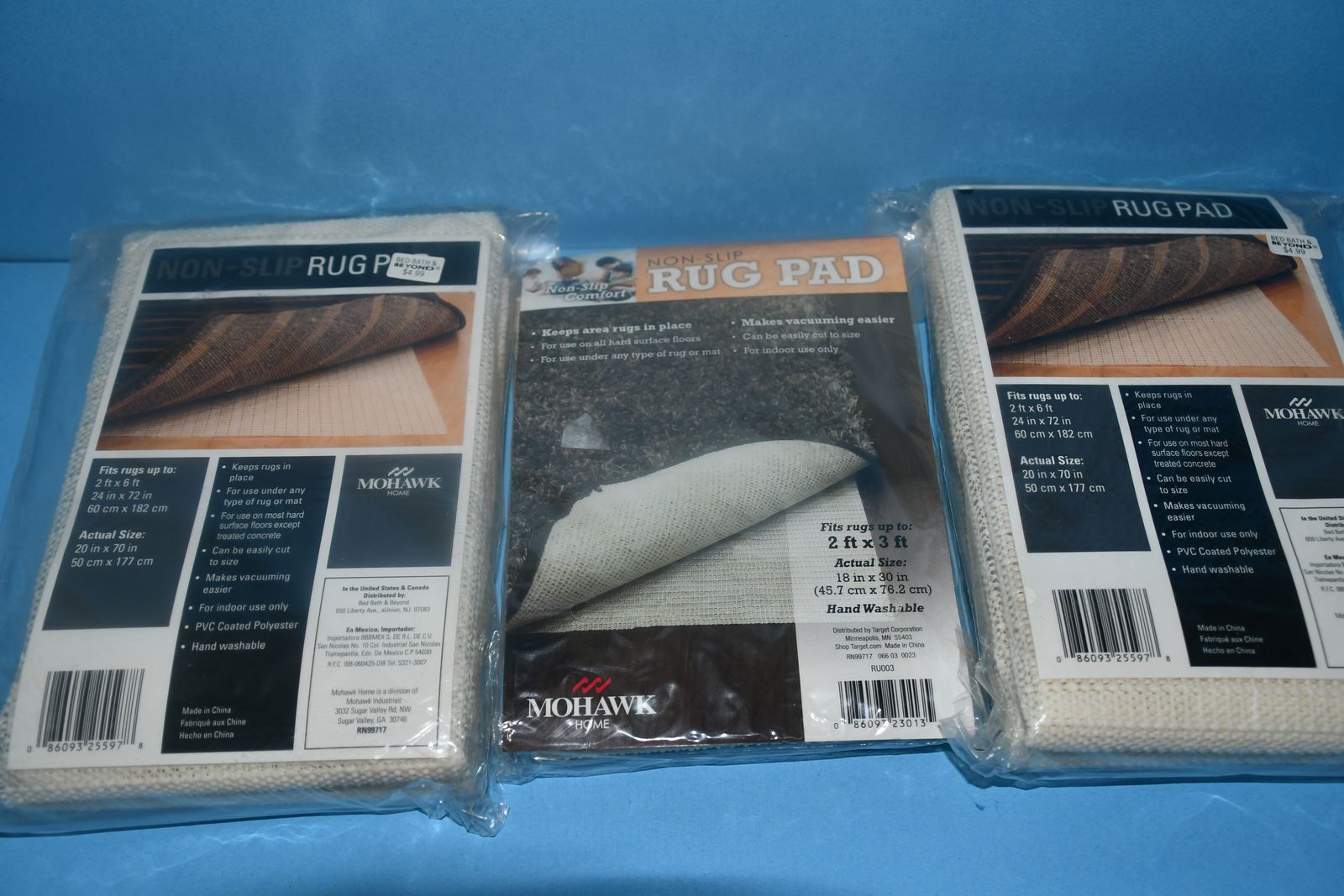 3 NEW MOHAWK RUG PADS ~ 2' x 6' & 2' & 3' ~ KEEPS RUGS IN PLACE ~ FOR ANY TYPE RUG OR MAT ~ CUT TO SIZE