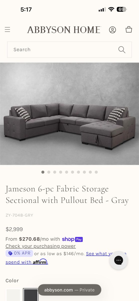 Abbyson Home Jameson Sectional