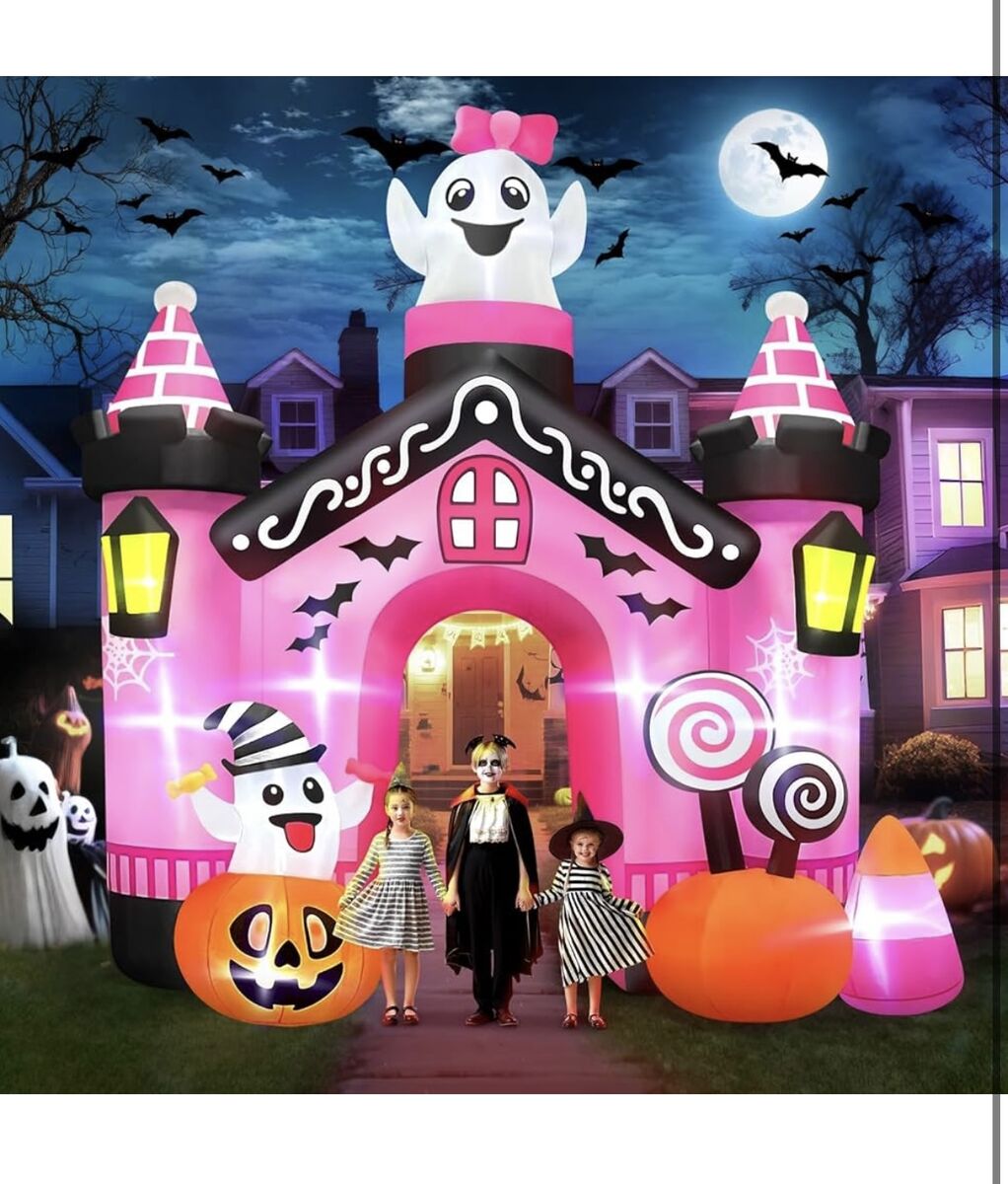 Halloween PINK Ghost Arch Archway Inflatable Blow Up Candy Pumpkin Home Decor Decoration Yard Prop