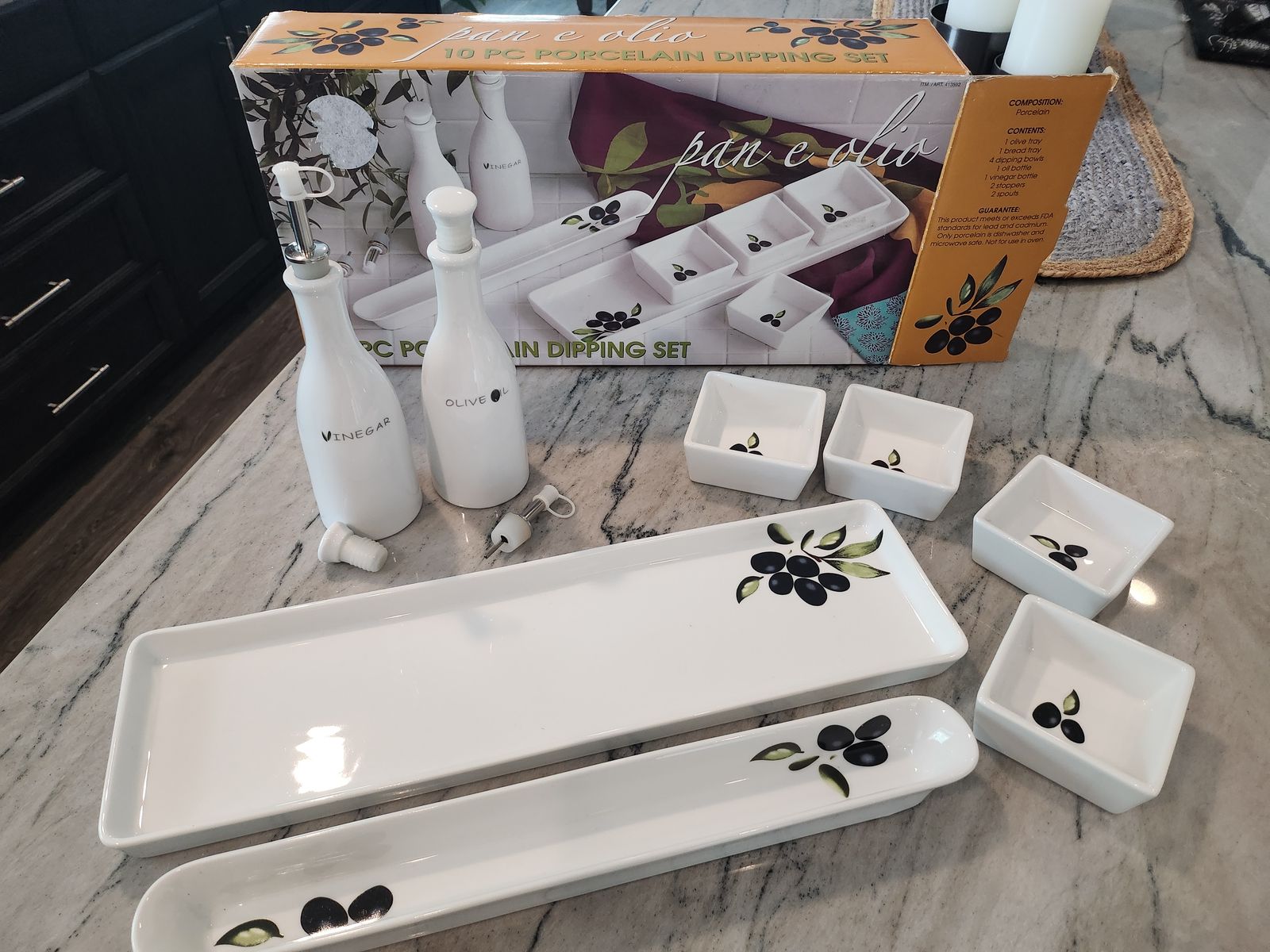 Porcelain Olive & Bread dipping set - NEW
