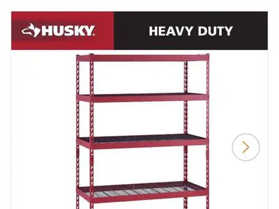 Husky 5-Shelf Heavy-Duty Adjustable Garage Storage Shelving Unit Red 48"W x 78"H x 24"D. 4 units . $100 ea or all 4 for $300