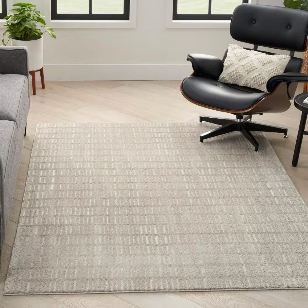 Grey Ivory Modern Comfort 8x10 Flat Rug