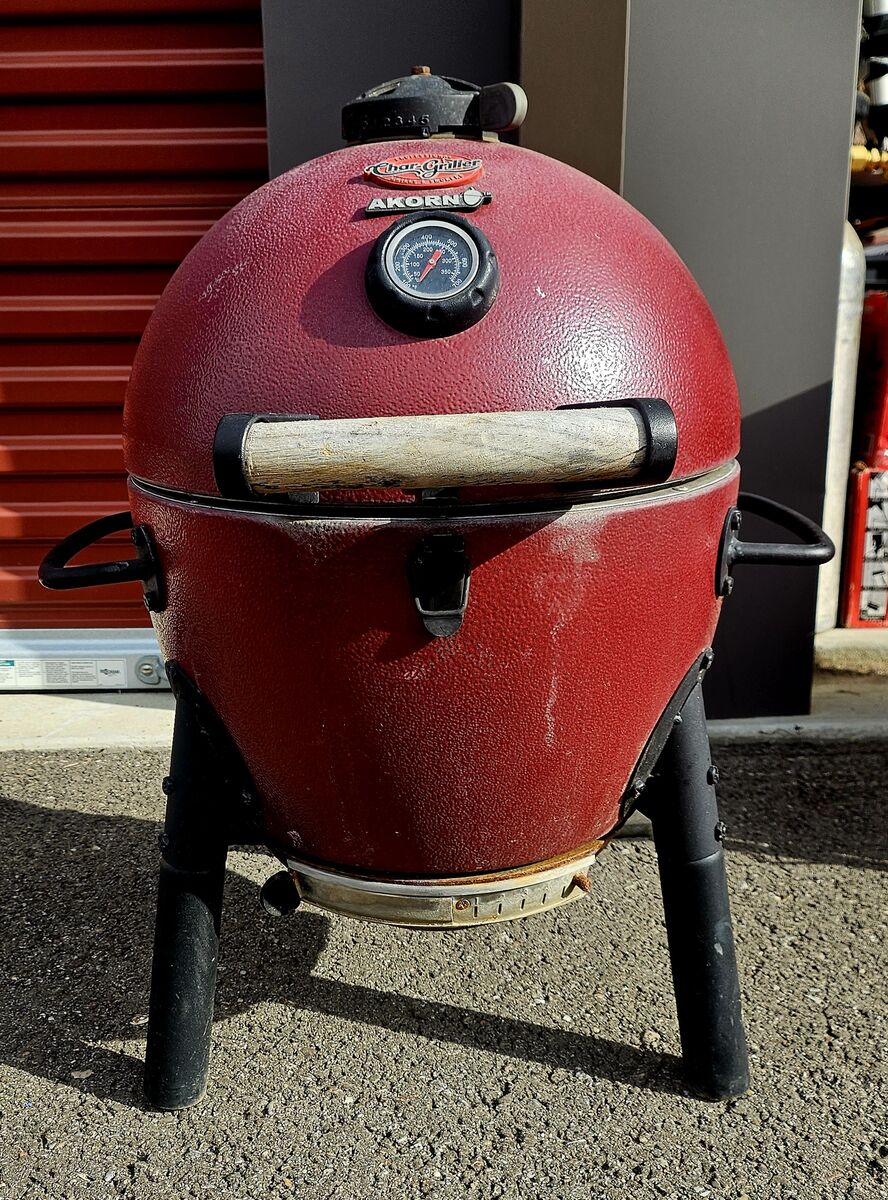 Char-Griller Akorn Jr. Kamado Kooker Charcoal Grill - Red - Portable BBQ Smoker