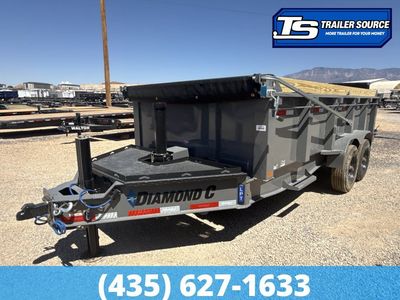 7x16 Diamond C LPT 210 Deckover Dump Trailer - 23K GVWR - Board Brackets, Hydraulic Jack(s)