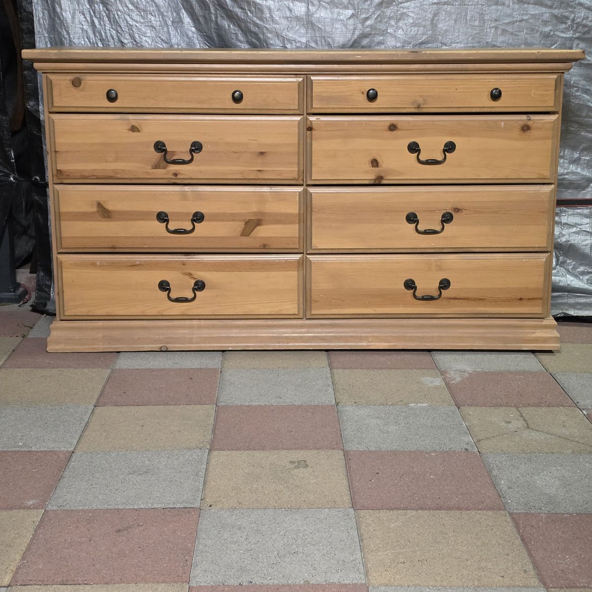 8 Drawer Solid Pine Wood Dresser 