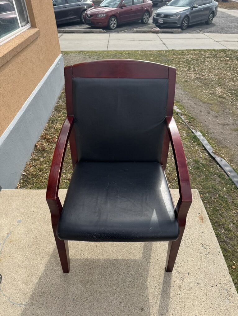 Lorell Bonded Leather/Wood Guest Chair