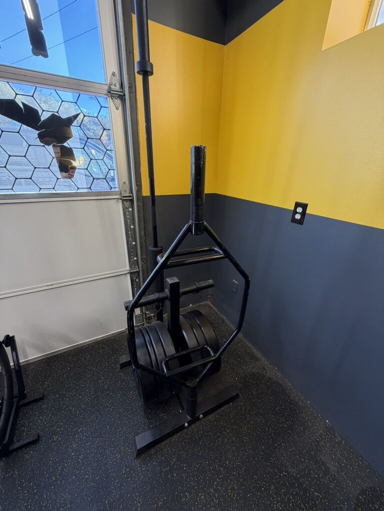 Trap Bar, Bench Bar, Plates, and Storage Rack