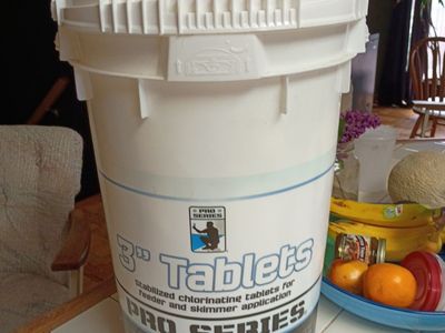 3 inch chlorine tablets. 50 pounds. max chlorine
