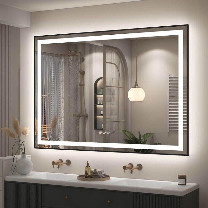 50x40 Black Lighted Mirrors for Bathroom Wall