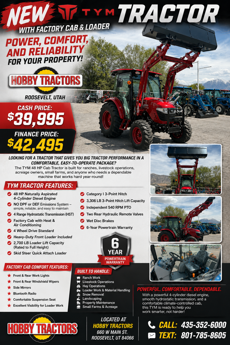 NEW 4820 TYM TRACTOR WITH FACTORY CAB & LOADER
