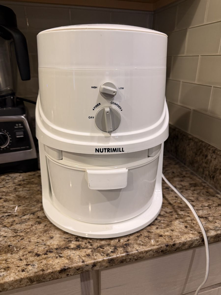 NutriMill Classic High-Speed Grain Mill Flour Grinder - White