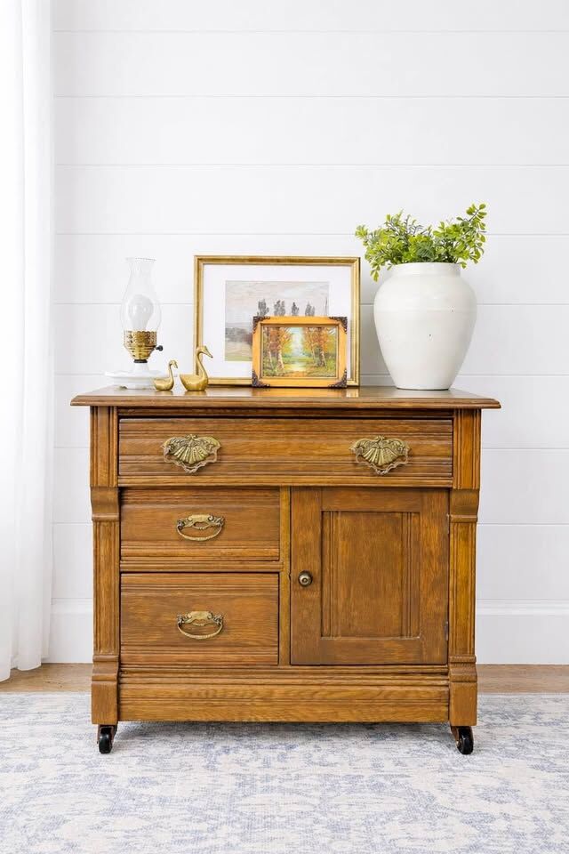 Antique Solid Wood 3 Drawer Wash Stand | Antique Wash Stand Chest | Antique Dresser