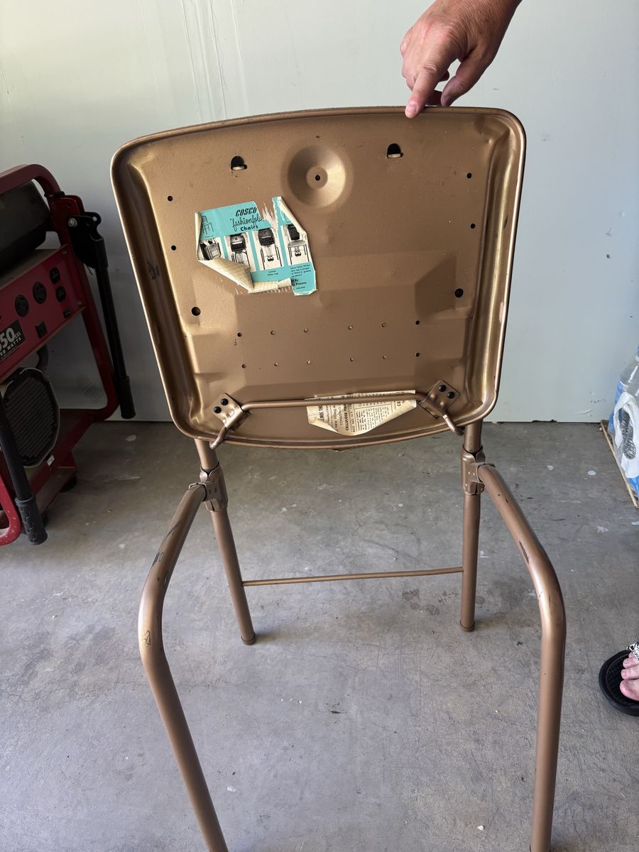 Vintage Cosco Metal Folding Chair - Brown/Gold Upholstered Seat