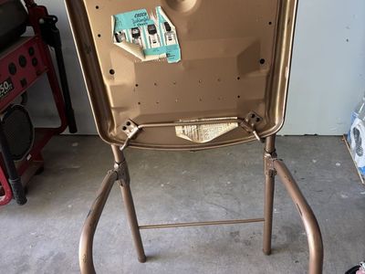 Vintage Cosco Metal Folding Chair - Brown/Gold Upholstered Seat