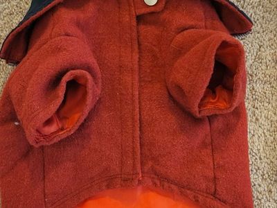 Dickens Red Plaid Collar Pet Jacket Coat Size Medium Warm Winter Dog Apparel