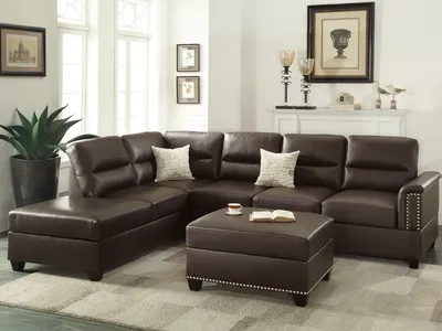 NEW Leather SECTIONAL with OTTOMAN & PILLOWS