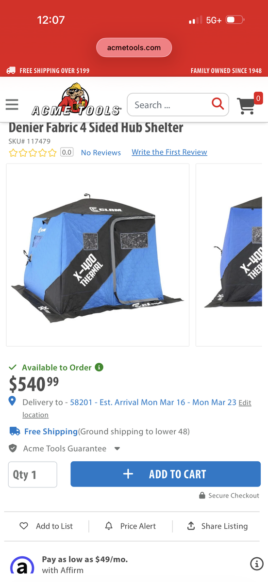 The Clam X400 Thermal Hub Fishing Tent