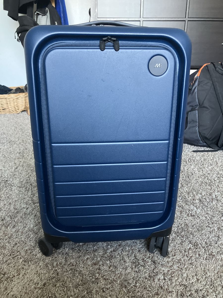 MONOS Hardshell Carry-On Spinner Luggage - Navy Blue, TSA Lock, Front Pocket