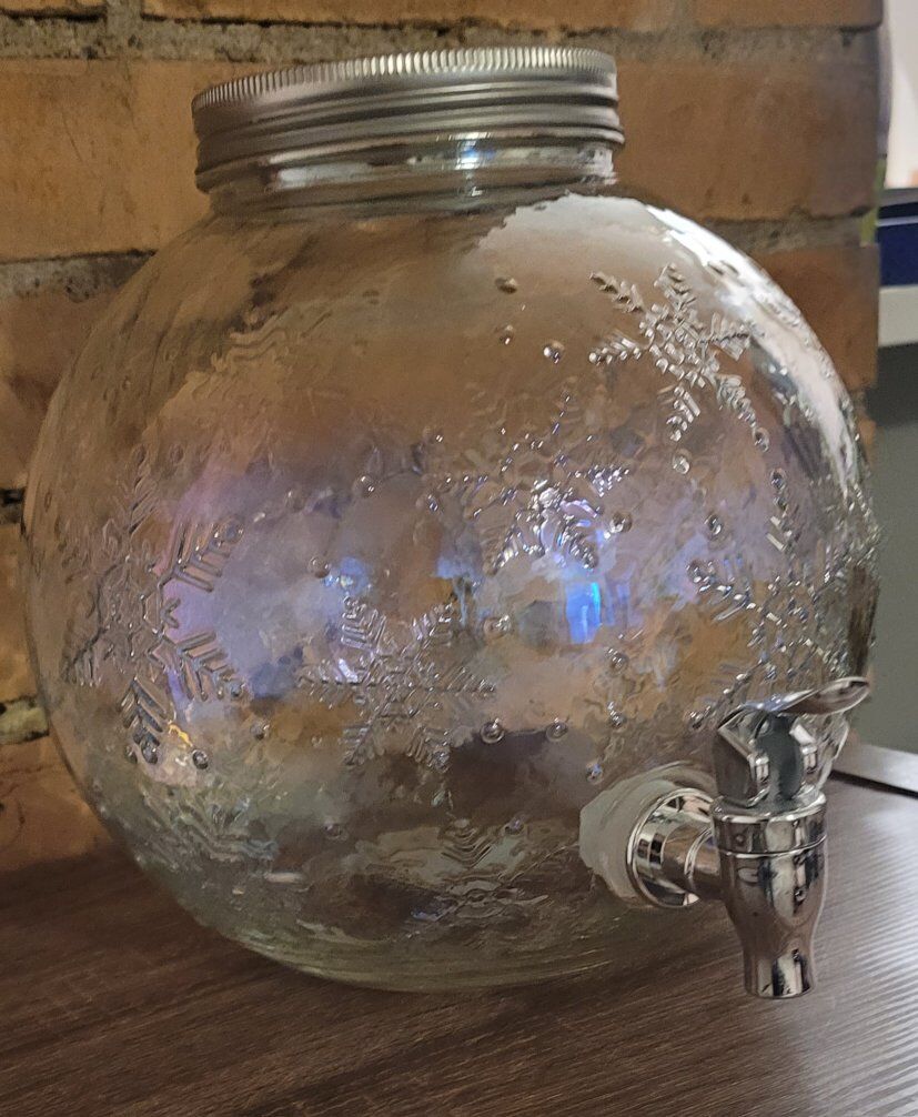 Iridescent Snowflakes Glass Drink Dispenser