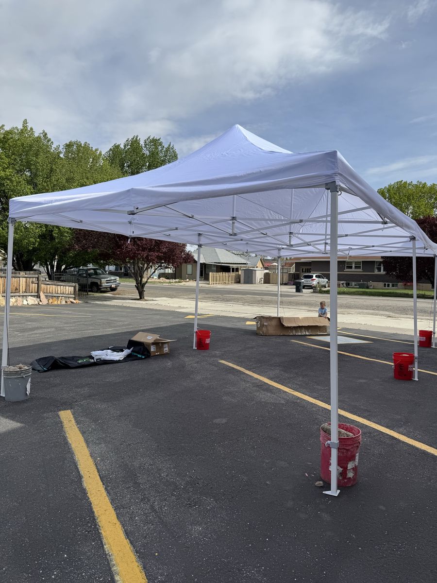 Large White Pop-Up Canopy Tent - 10' x 20' - Outdoor Event Shelter