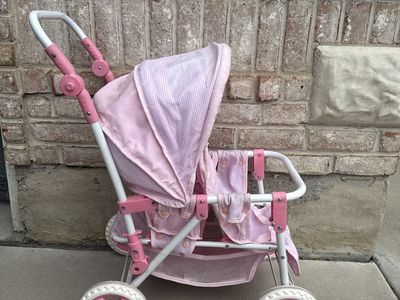 Pink Doll Stroller for Kids - Adjustable Handle & Reclining 2 Seats - Playtime Fun