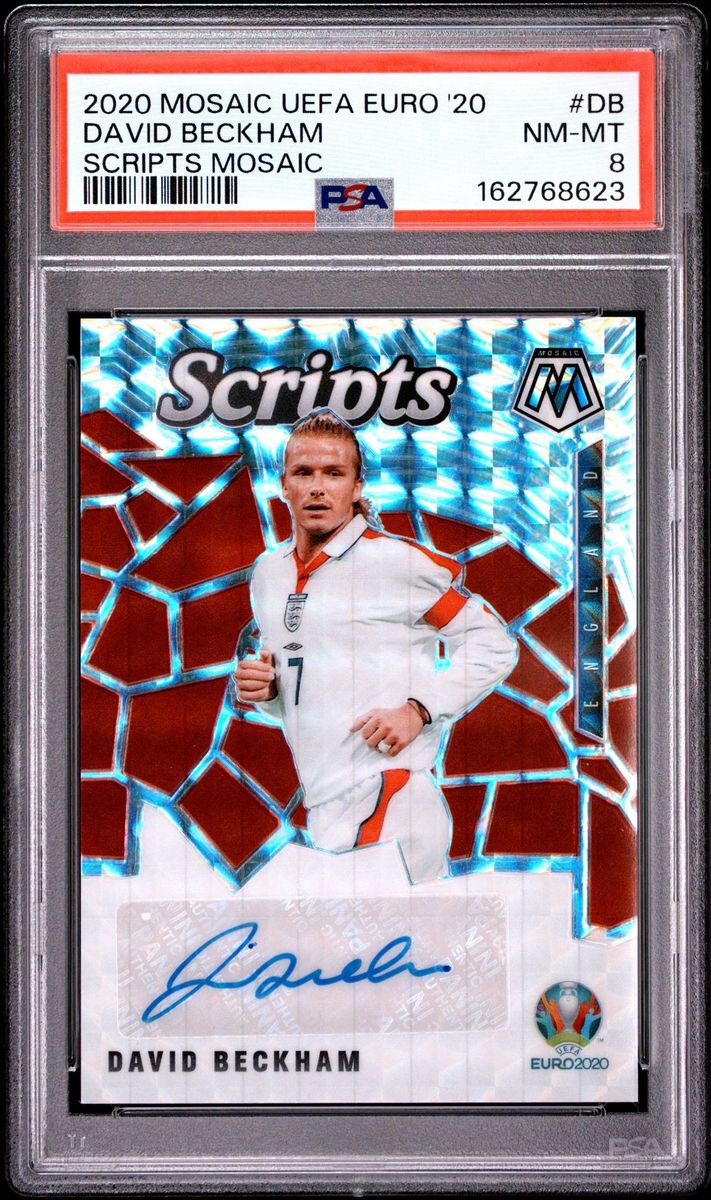 2020 David Beckham Panini Mosaic UEFA Euro Scripts Autograph PSA 8