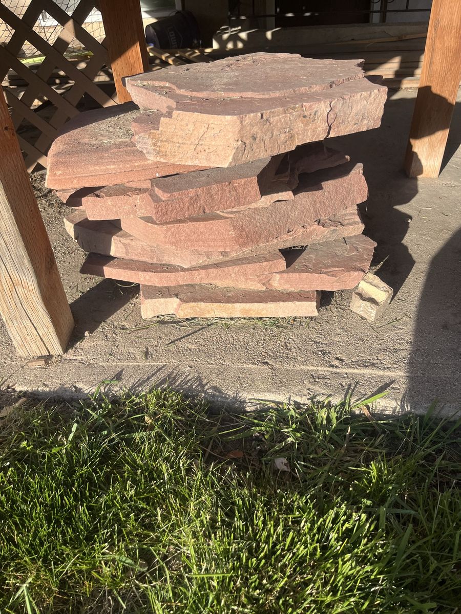 Red rock paving stones