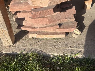 Red rock paving stones