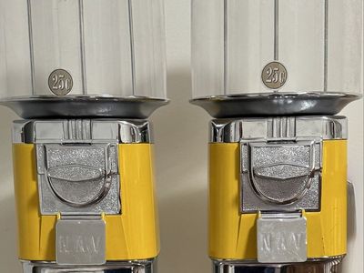Vintage Double Head Yellow NW Gumball Candy Machine with Metal Stand 25 Cent